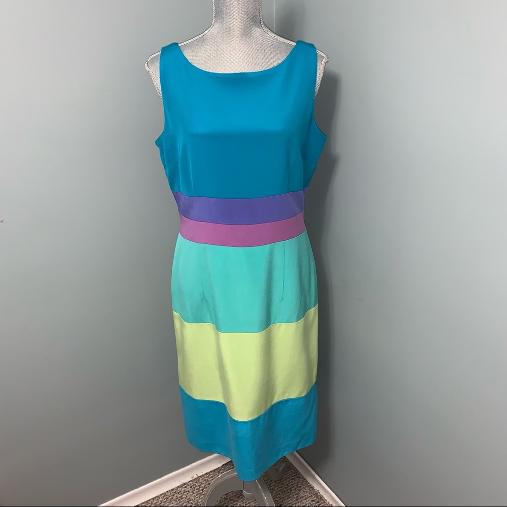 VALERIE DRESSES pure SILK colourblock cocktail dress size 12 wedding guest